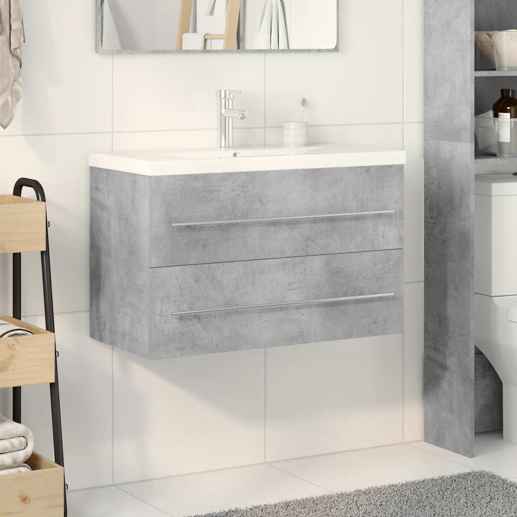 2 Piece Bathroom Furniture Set Concrete Grey Engineered Wood