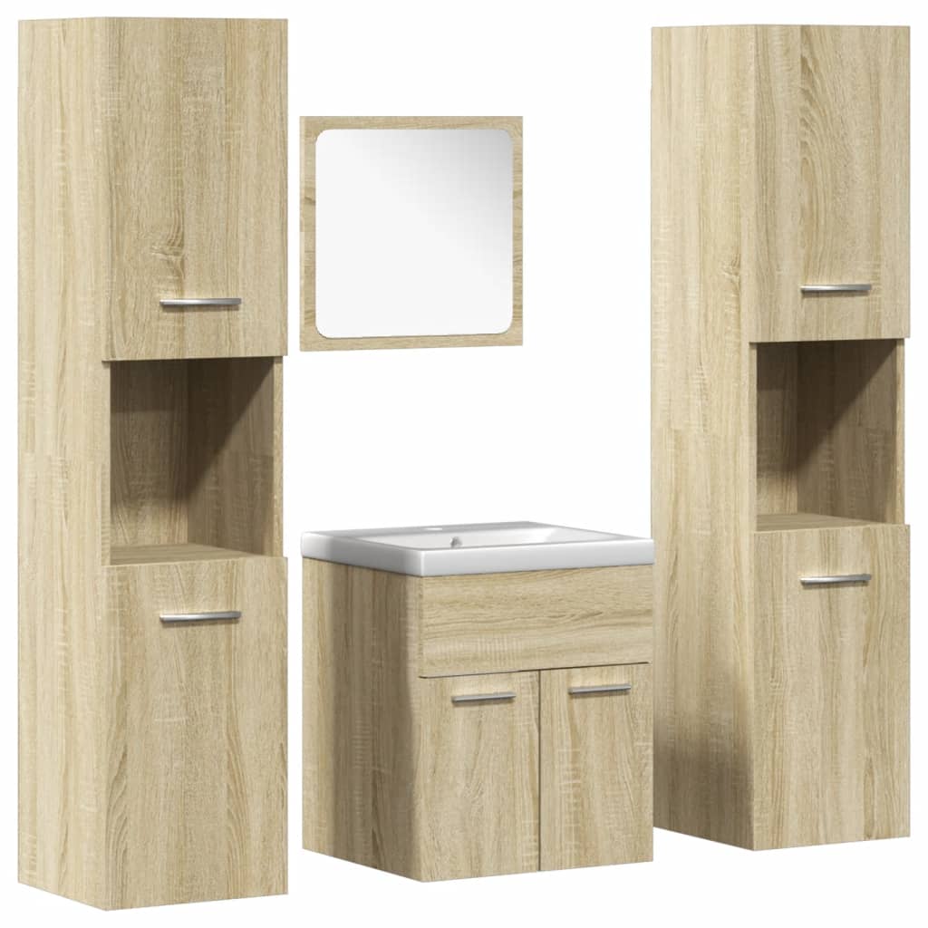 5 Piece Bathroom Furniture Set Sonoma Oak Engineered Wood