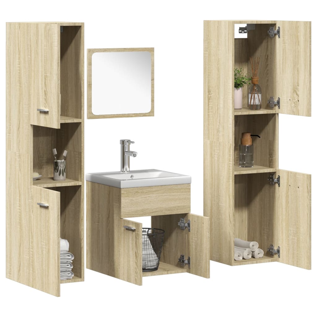 5 Piece Bathroom Furniture Set Sonoma Oak Engineered Wood
