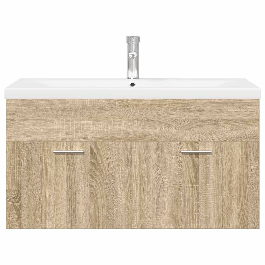 Bathroom Sink Cabinet with Built-in Basin Sonoma Oak