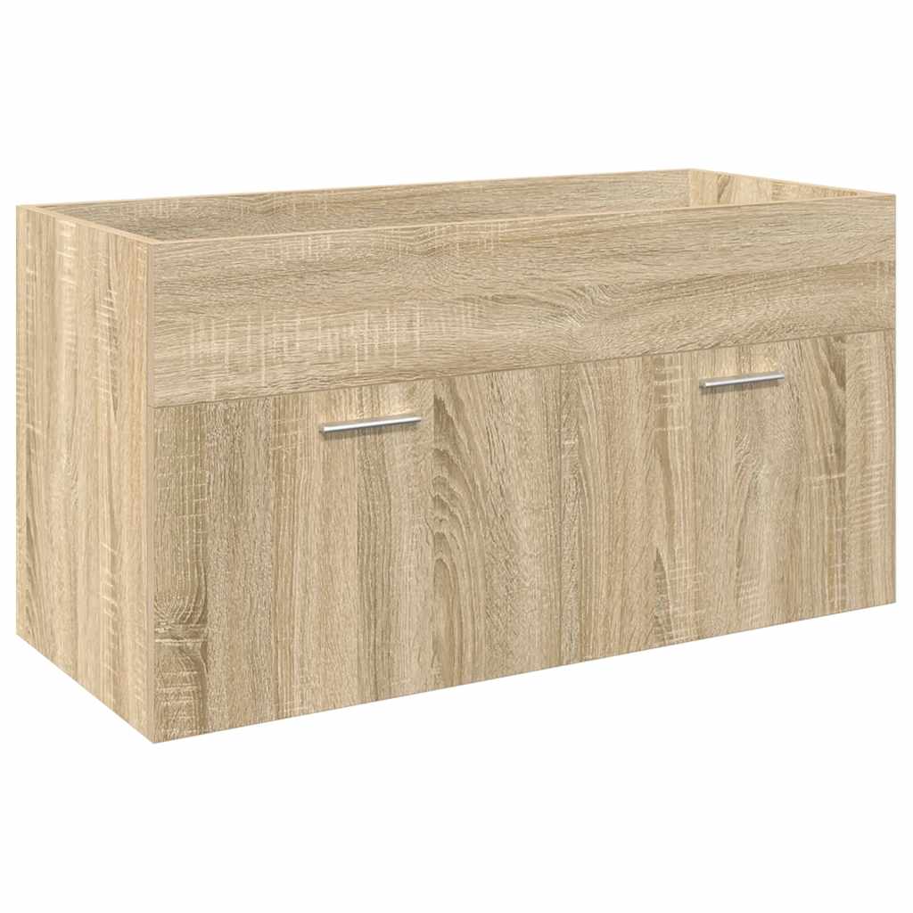 Bathroom Sink Cabinet with Built-in Basin Sonoma Oak