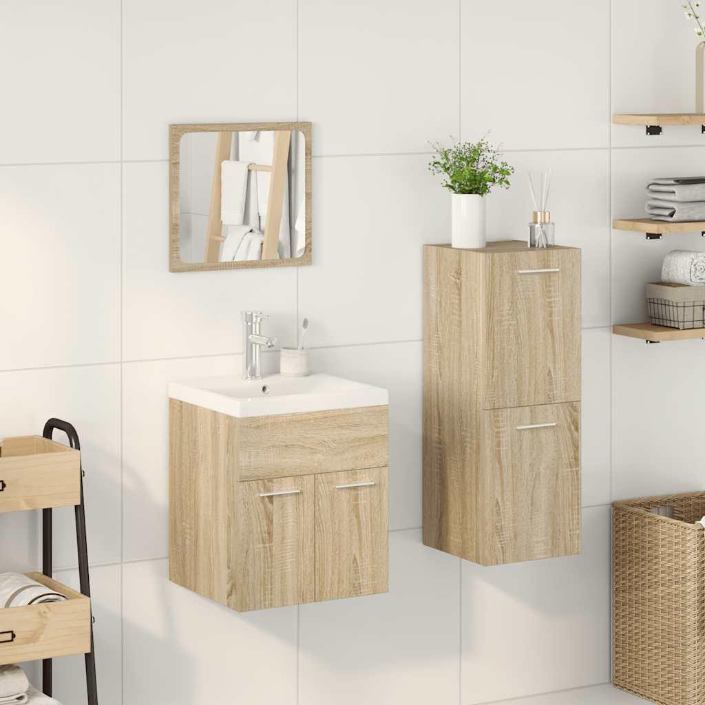 4 Piece Bathroom Furniture Set Sonoma Oak Engineered Wood