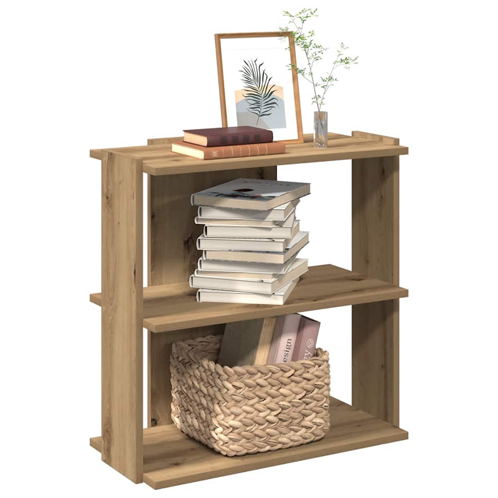 Bookcase 3-Tier Artisan Oak 60x30x60 cm Engineered Wood