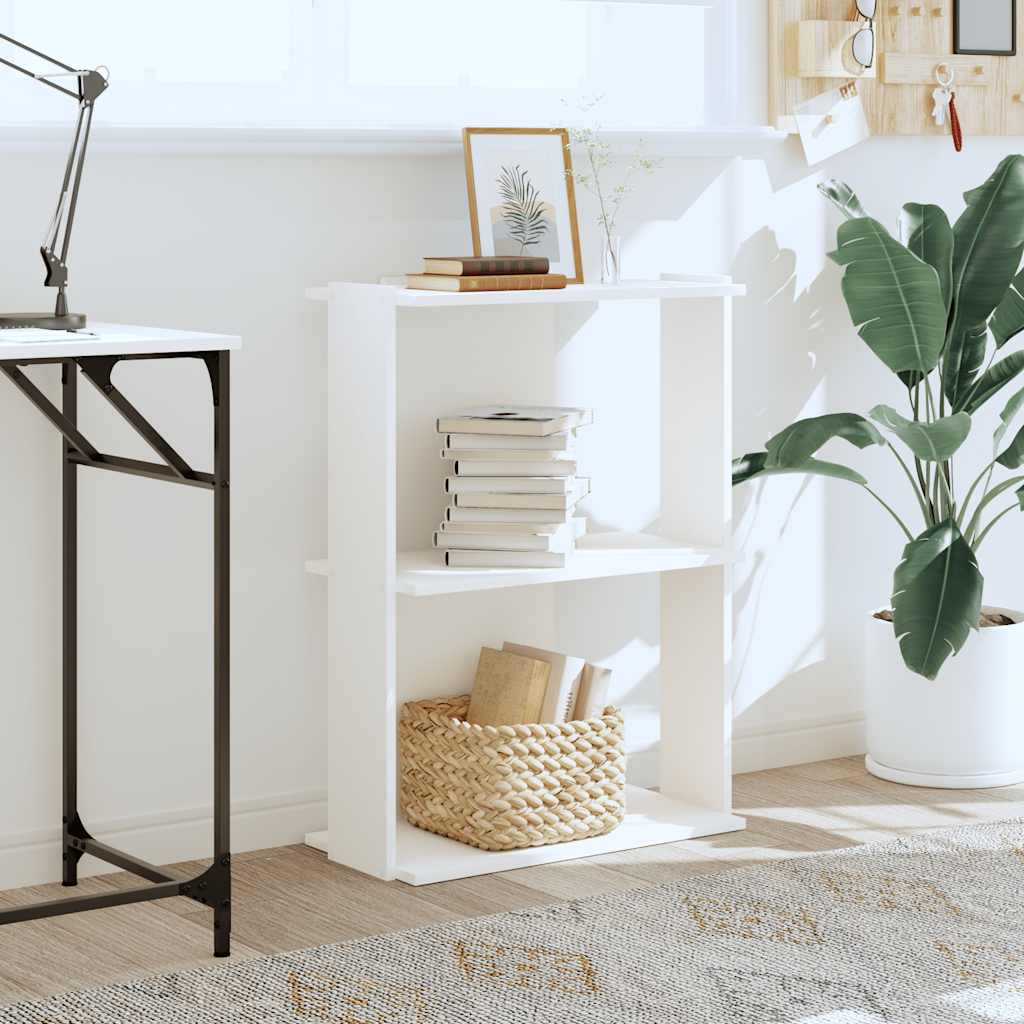 Bookcase 3-Tier White 60x30x80 cm Engineered Wood