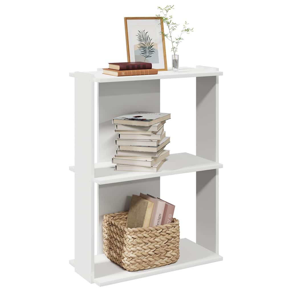 Bookcase 3-Tier White 60x30x80 cm Engineered Wood