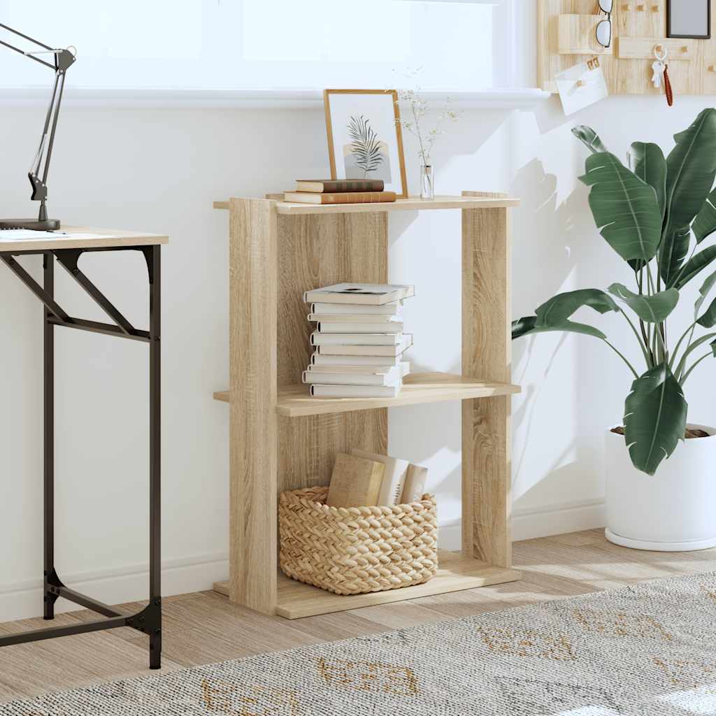Bookcase 3-Tier Sonoma Oak 60x30x80 cm Engineered Wood