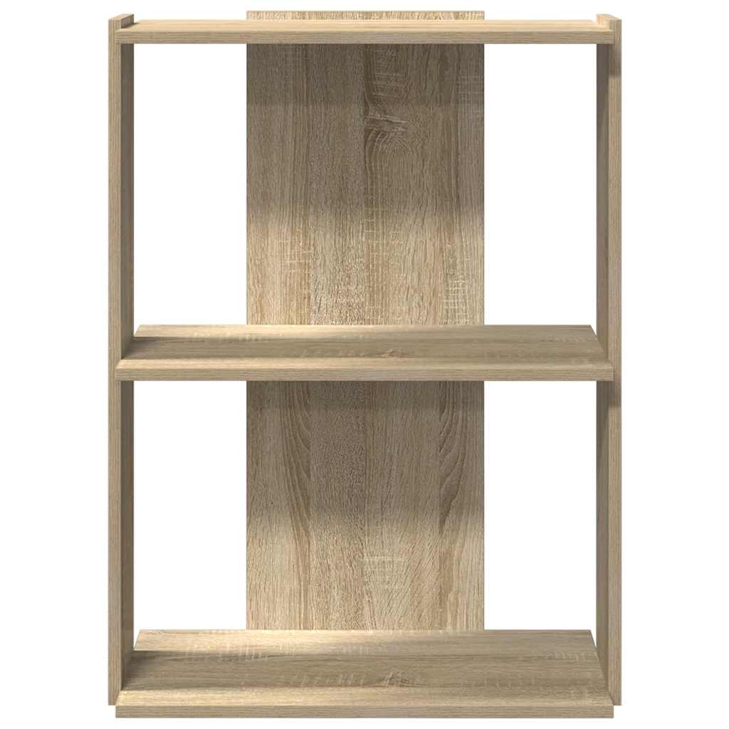 Bookcase 3-Tier Sonoma Oak 60x30x80 cm Engineered Wood