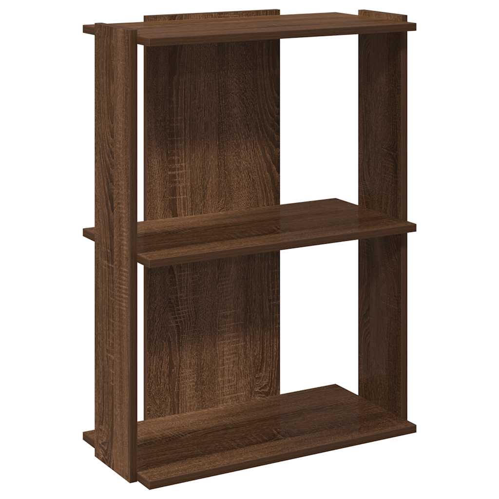 Bookcase 3-Tier Brown Oak 60x30x80 cm Engineered Wood