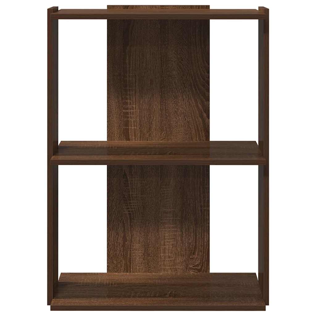 Bookcase 3-Tier Brown Oak 60x30x80 cm Engineered Wood