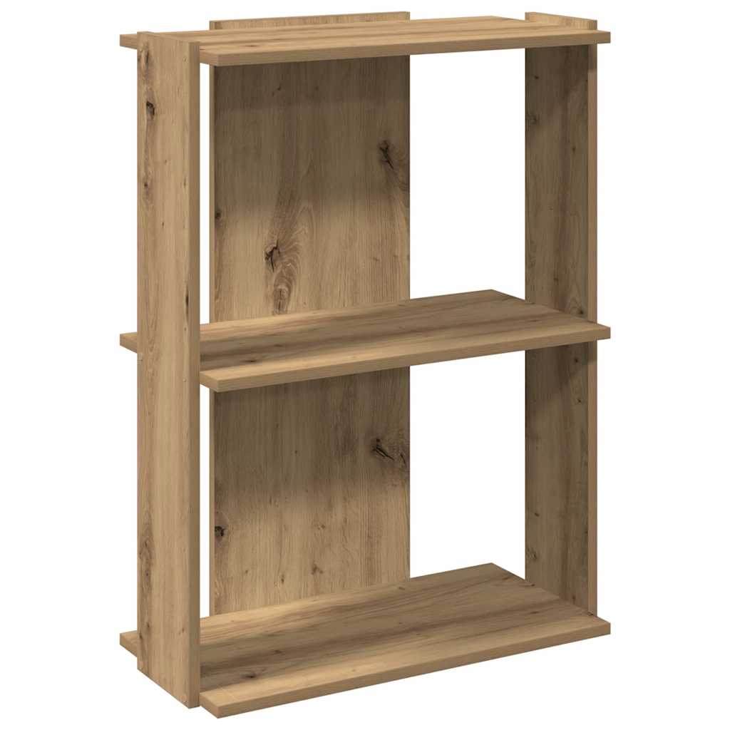 Bookcase 3-Tier Artisan Oak 60x30x80 cm Engineered Wood