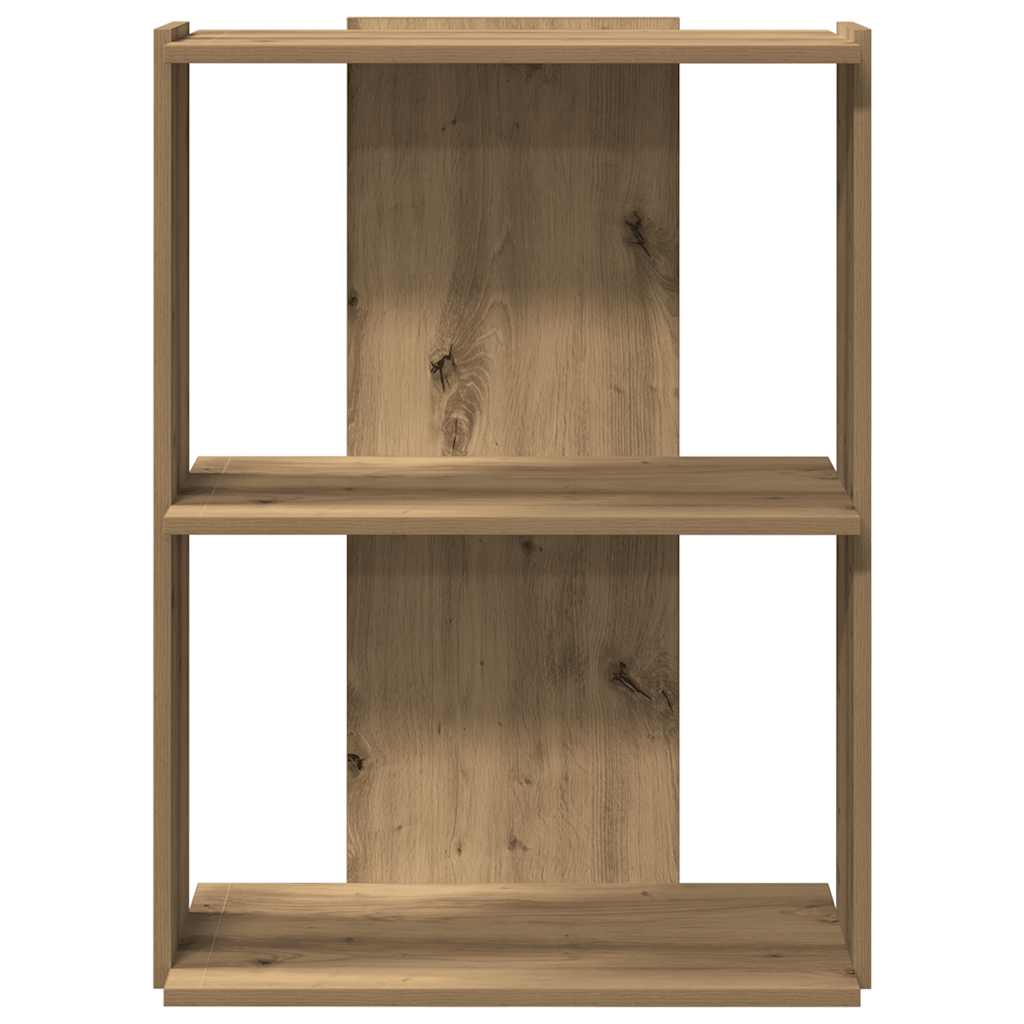Bookcase 3-Tier Artisan Oak 60x30x80 cm Engineered Wood