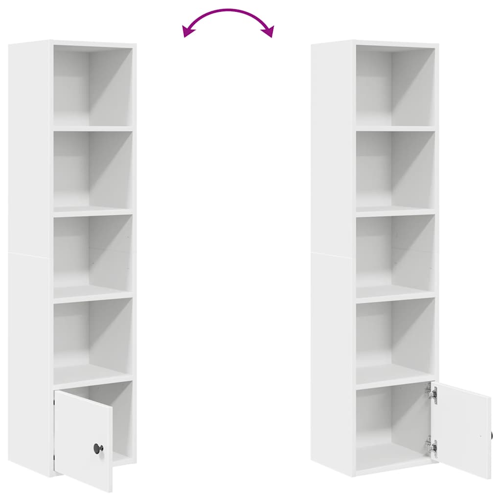 Bookcase White 31x24x127 cm Engineered Wood