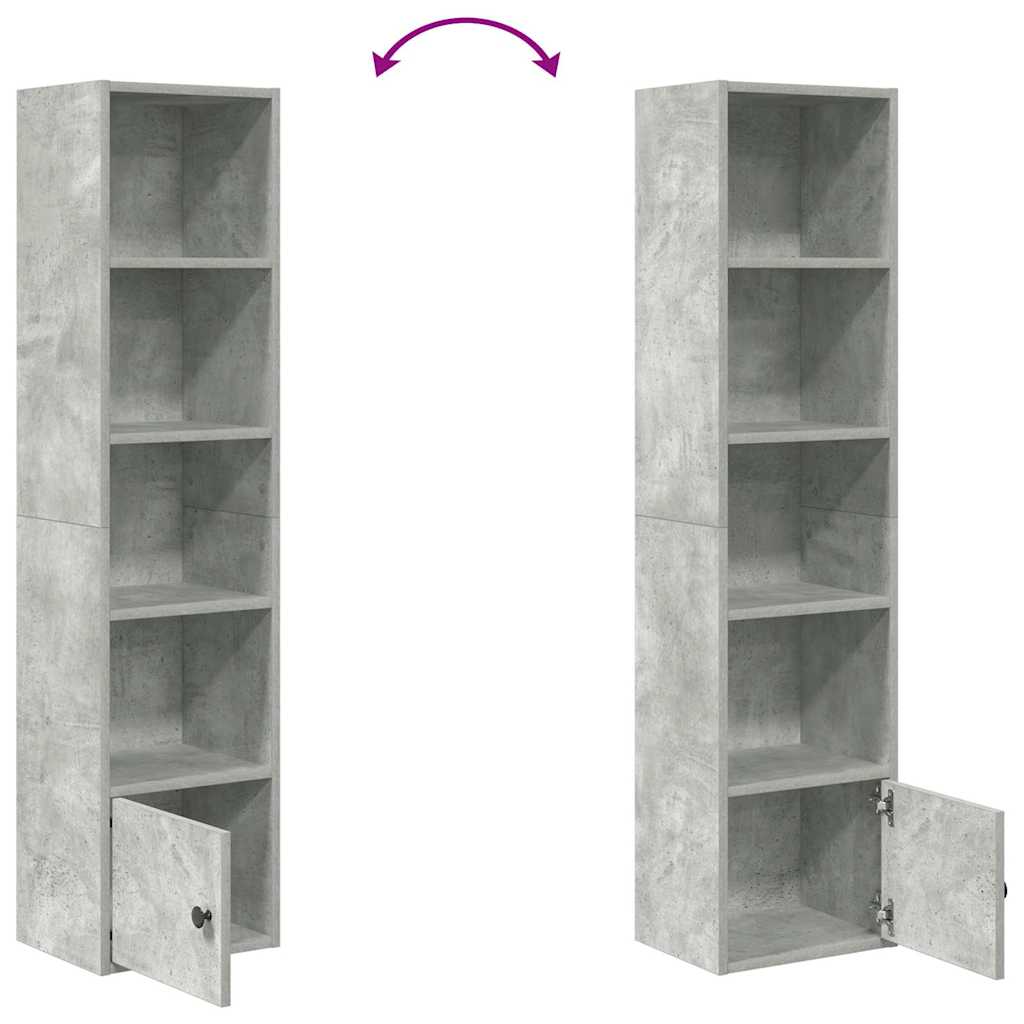 Bookcase Concrete Grey 31x24x127 cm Engineered Wood