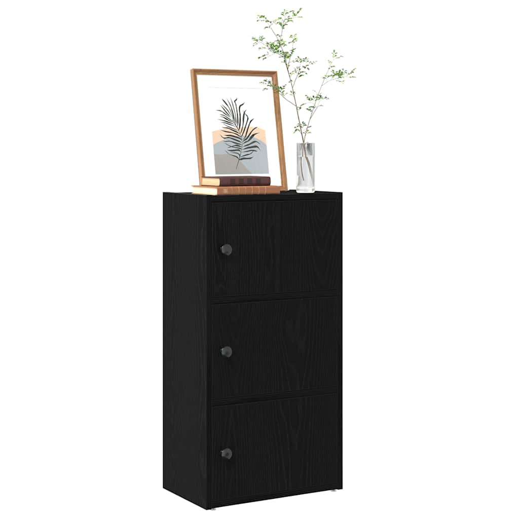 Bookcase Black Oak 40x24x77 cm Engineered Wood