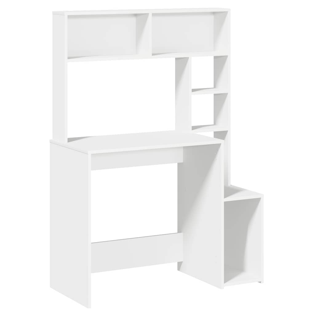 Desk with Shelves White 100x45x140 cm Engineered Wood