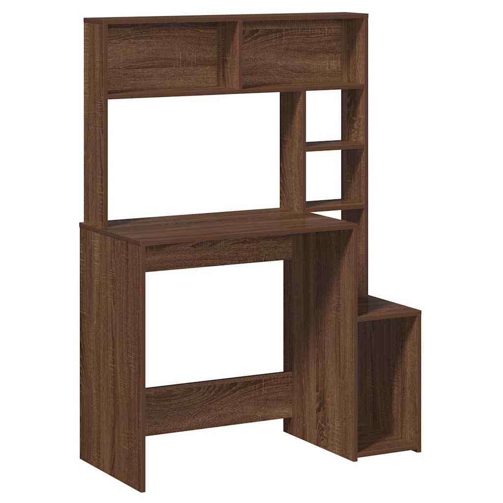 Desk with Shelves Brown Oak 100x45x140 cm Engineered Wood