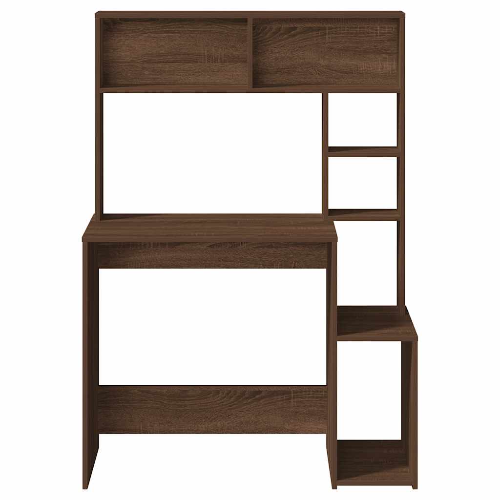 Desk with Shelves Brown Oak 100x45x140 cm Engineered Wood