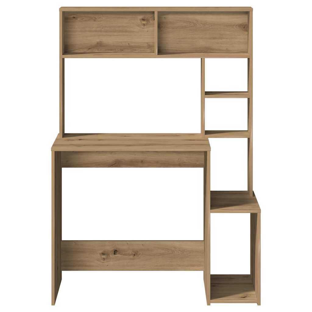 Desk with Shelves Artisan Oak 100x45x140 cm Engineered Wood