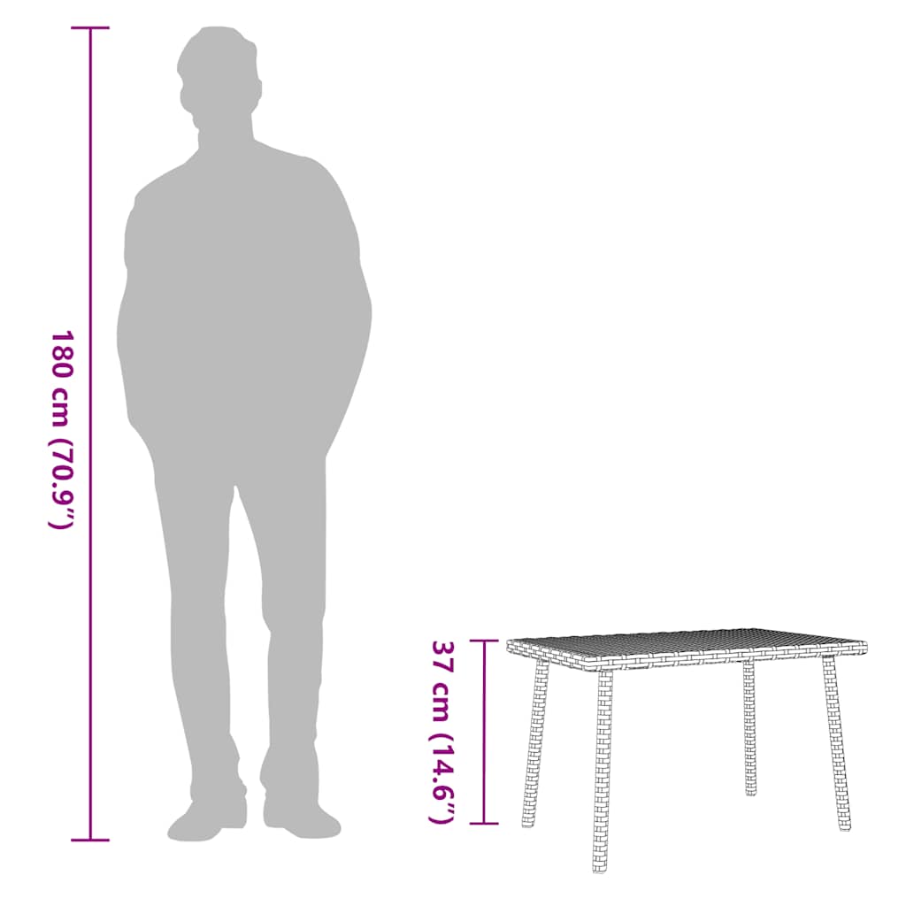 Garden Coffee Table Rectangular Beige 60x40x37 cm Poly Rattan