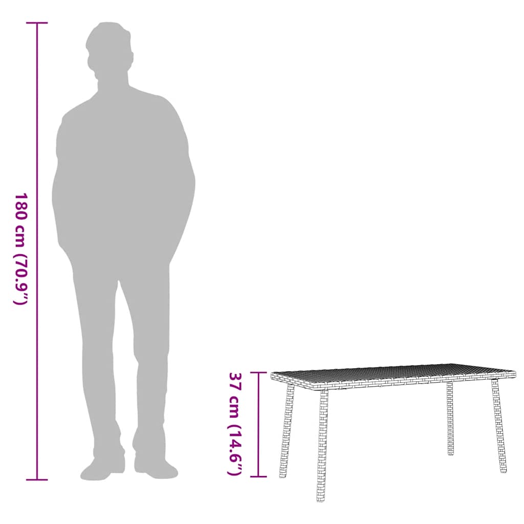 Garden Coffee Table Rectangular Brown 80x40x37 cm Poly Rattan