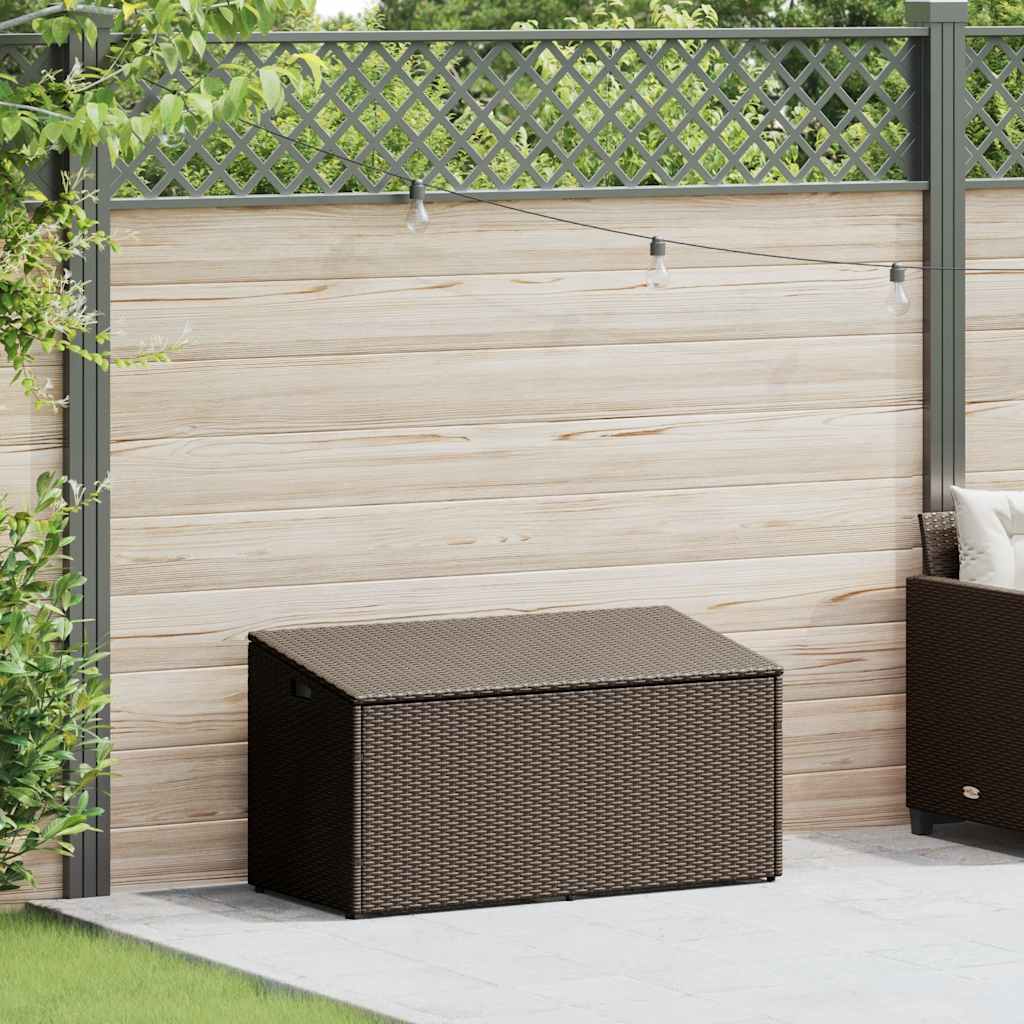 Garden Storage Box Brown 110x50x58 cm Poly Rattan