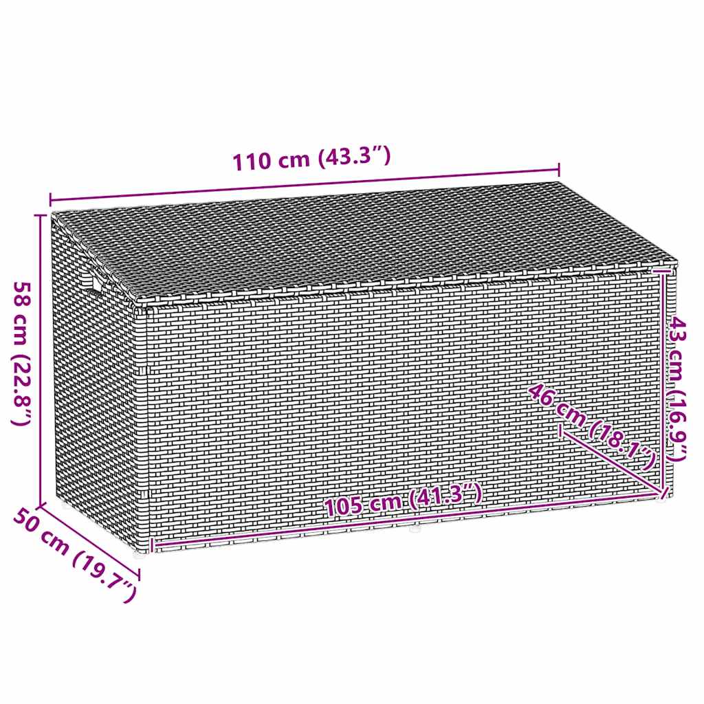 Garden Storage Box Light Grey 110x50x58 cm Poly Rattan
