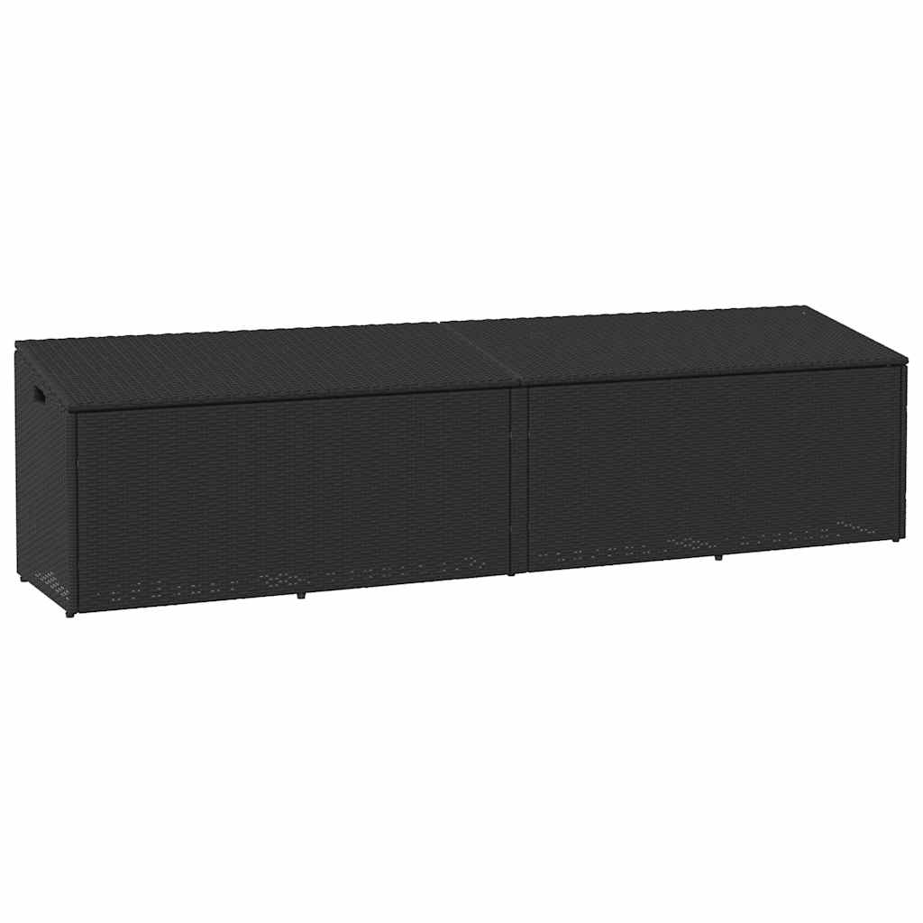 Garden Storage Box Black 220x50x58 cm Poly Rattan