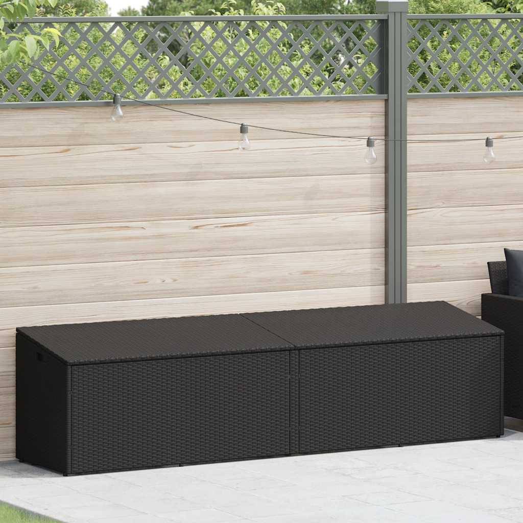 Garden Storage Box Black 220x50x58 cm Poly Rattan