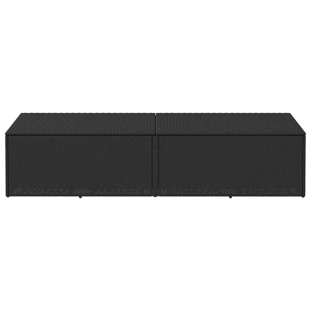 Garden Storage Box Black 220x50x58 cm Poly Rattan