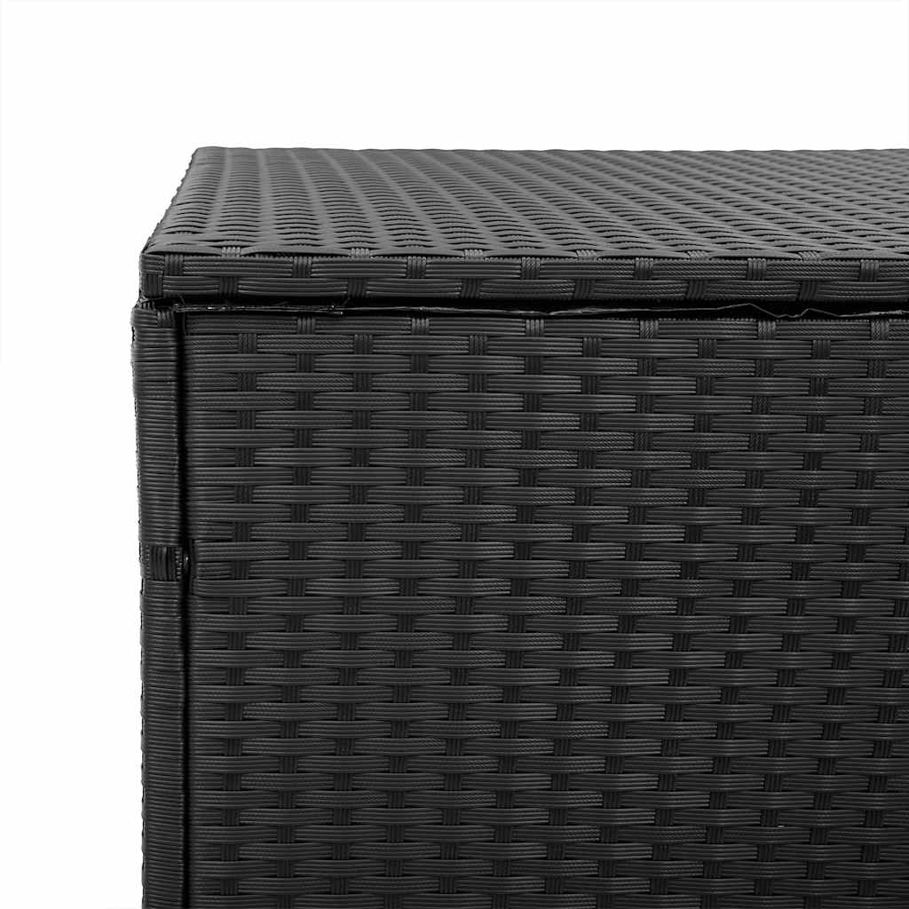 Garden Storage Box Black 220x50x58 cm Poly Rattan