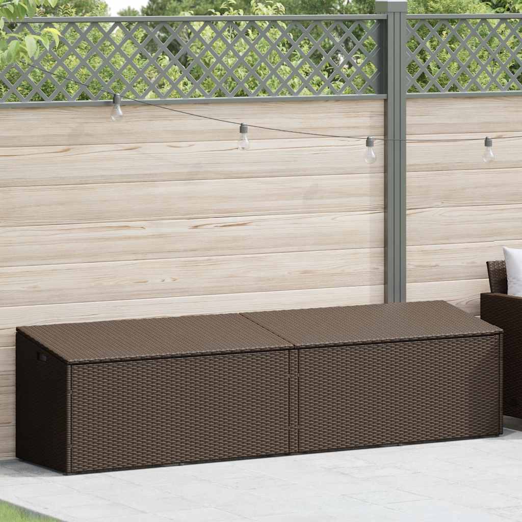 Garden Storage Box Brown 220x50x58 cm Poly Rattan