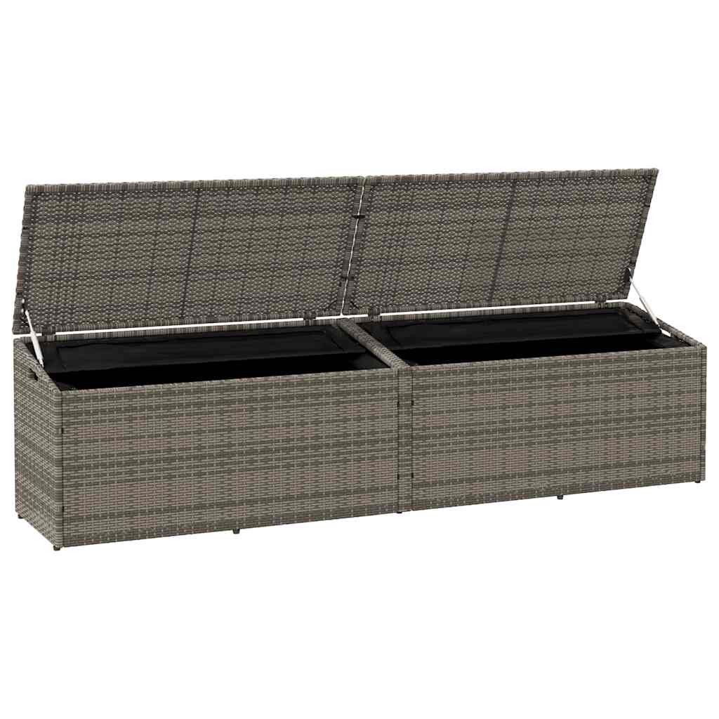 Garden Storage Box Grey 220x50x58 cm Poly Rattan