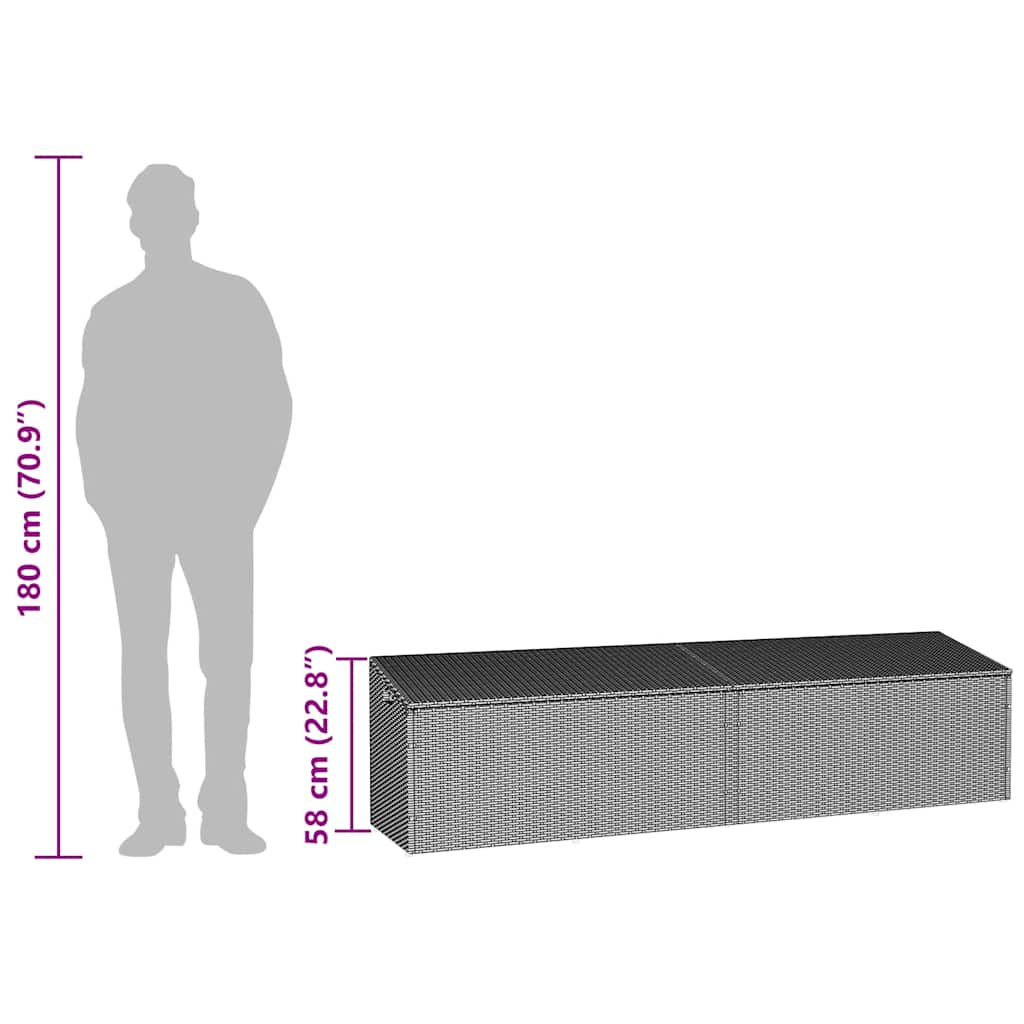 Garden Storage Box Light Grey 220x50x58 cm Poly Rattan