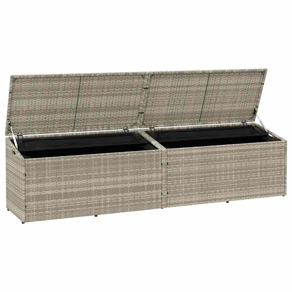 Garden Storage Box Light Grey 220x50x58 cm Poly Rattan