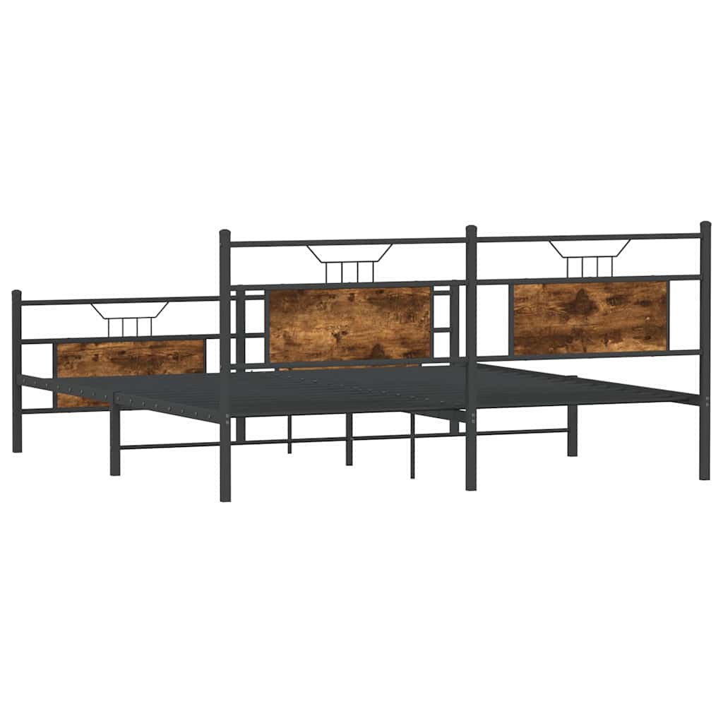 Metal Bed Frame without Mattress Smoked Oak 180x200 cm Super King