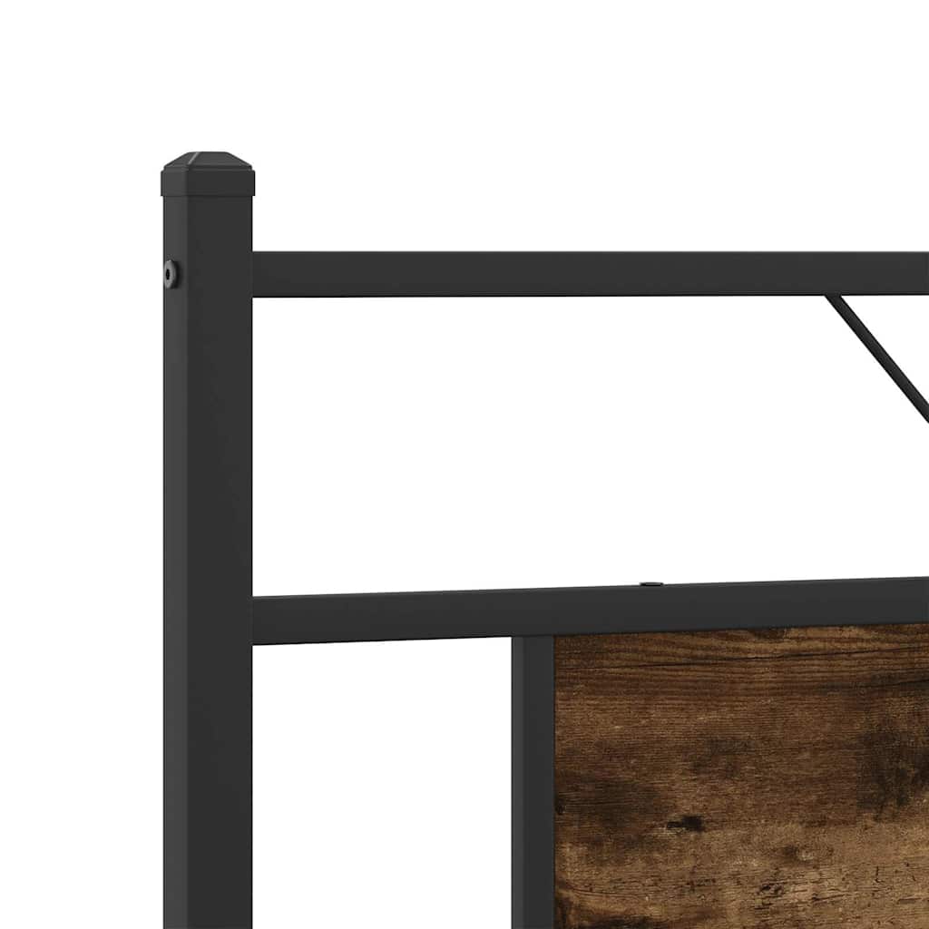 Metal Bed Frame without Mattress Smoked Oak 180x200 cm Super King