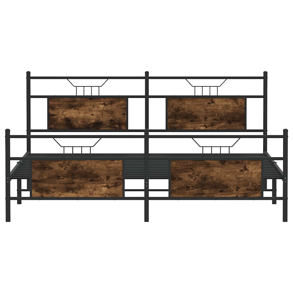 Metal Bed Frame without Mattress Smoked Oak 183x213 cm