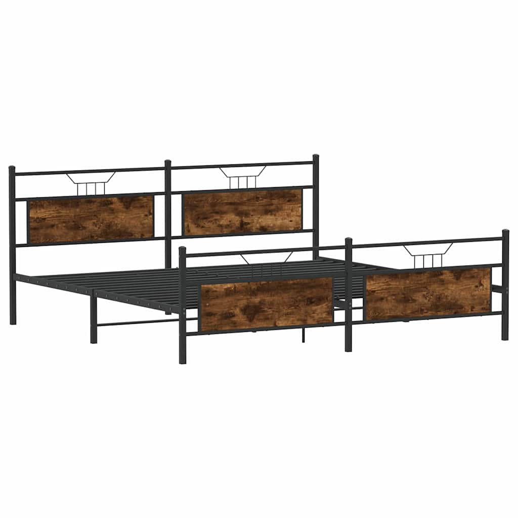 Metal Bed Frame without Mattress Smoked Oak 193x203 cm