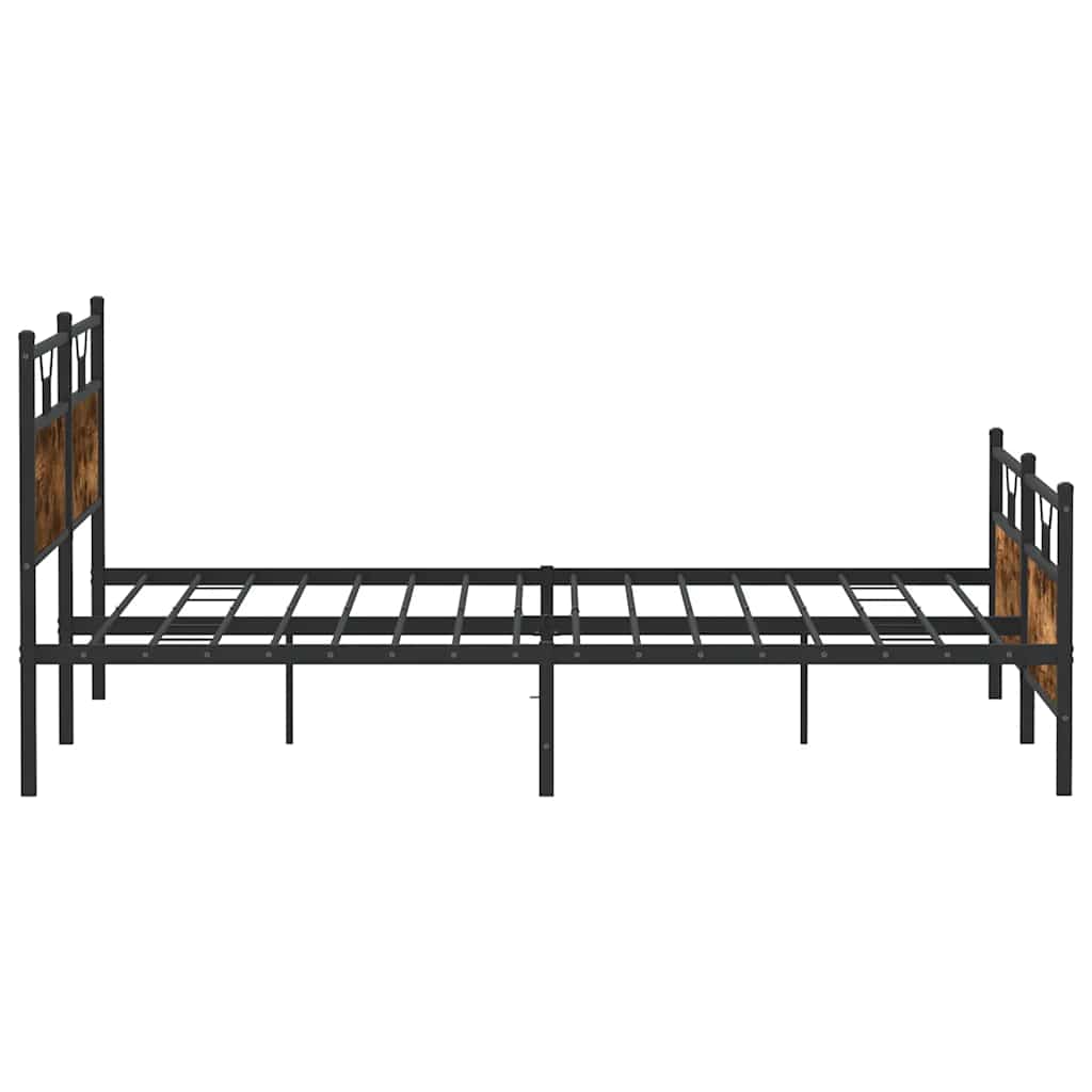 Metal Bed Frame without Mattress Smoked Oak 193x203 cm