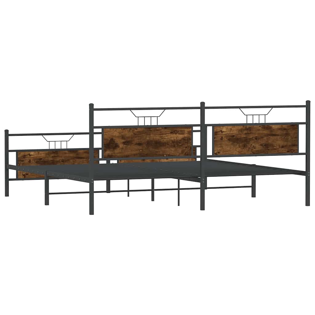 Metal Bed Frame without Mattress Smoked Oak 193x203 cm