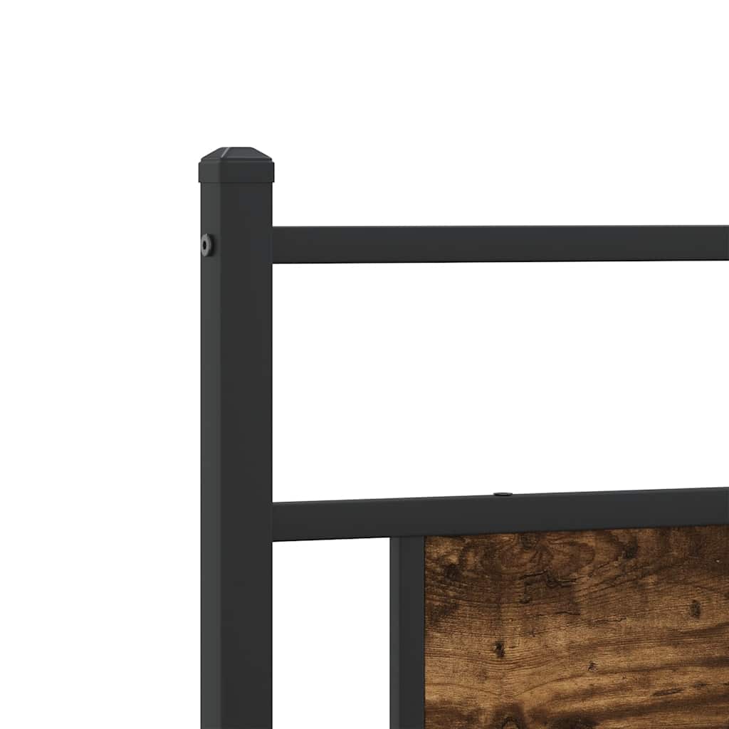 Metal Bed Frame without Mattress Smoked Oak 193x203 cm