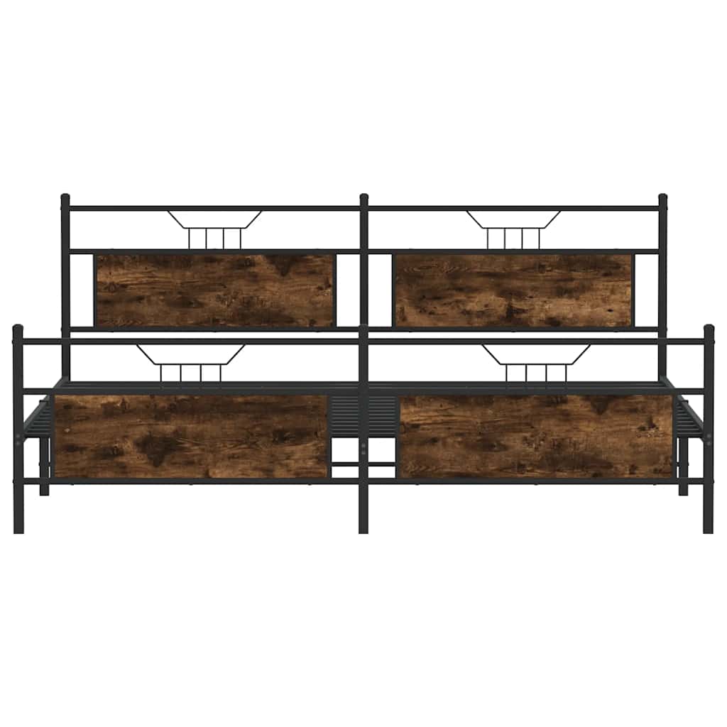 Metal Bed Frame without Mattress Smoked Oak 200x200 cm