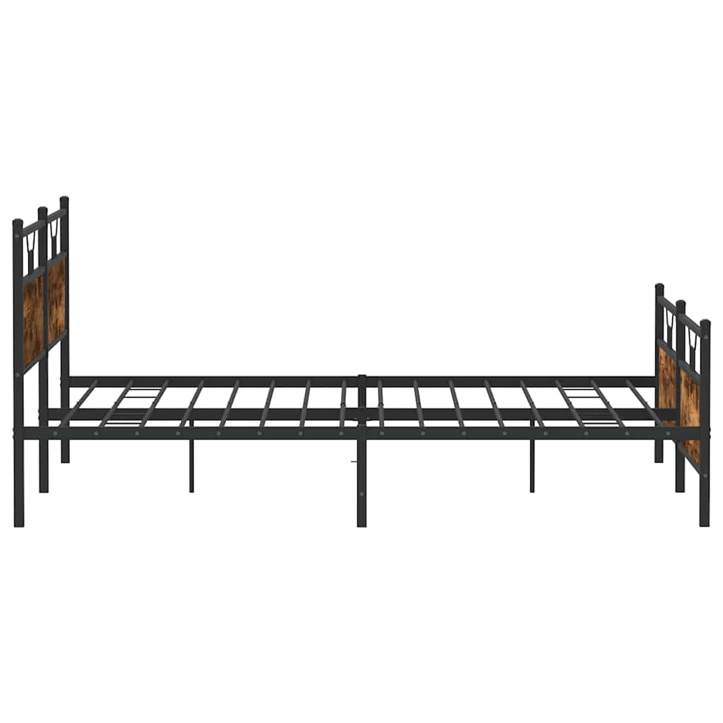 Metal Bed Frame without Mattress Smoked Oak 200x200 cm