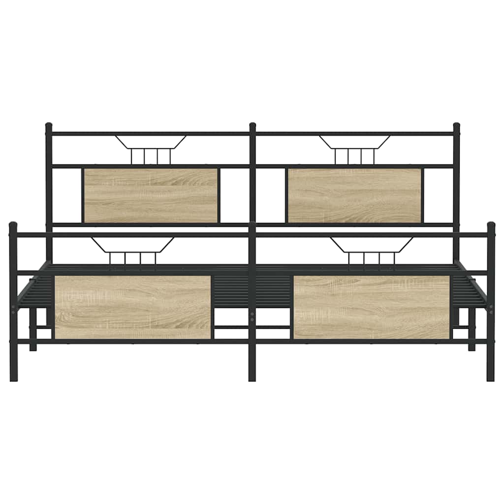 Metal Bed Frame without Mattress Sonoma Oak 180x200 cm Super King