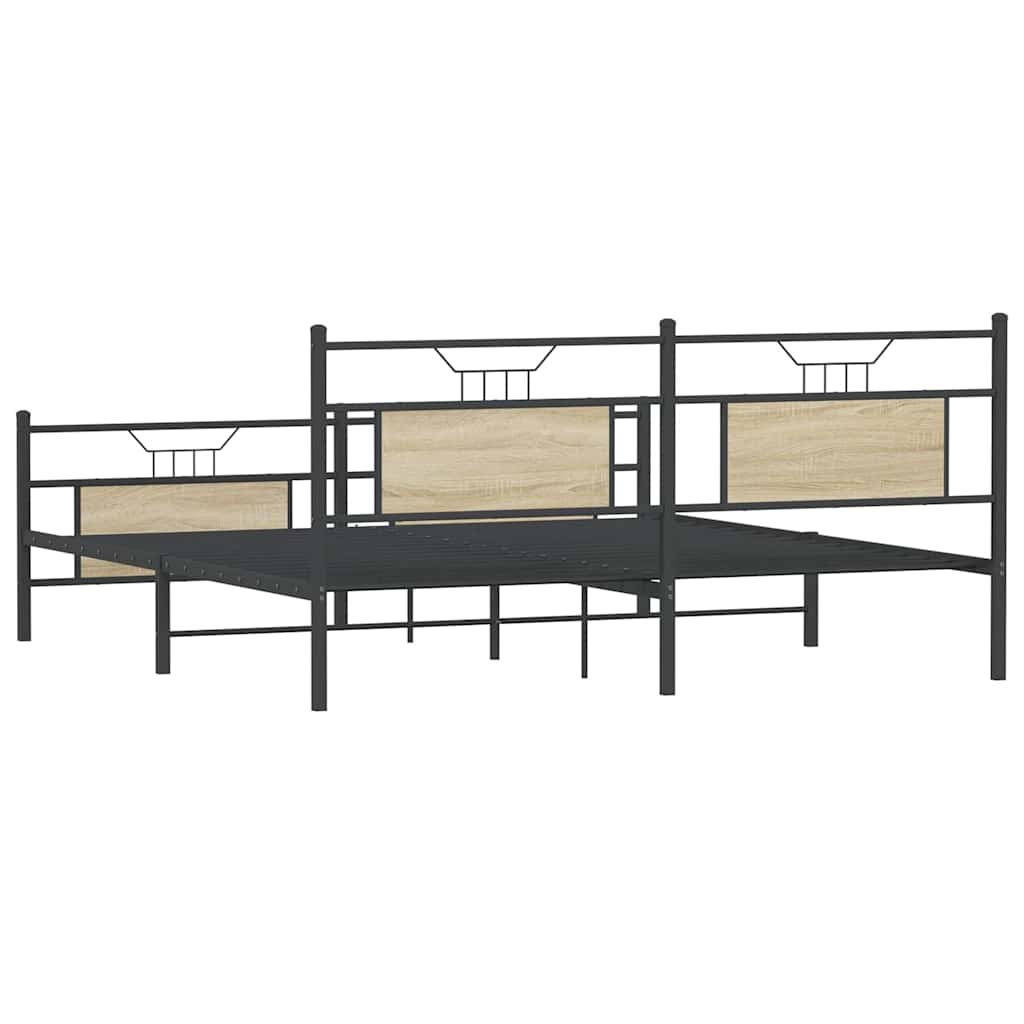 Metal Bed Frame without Mattress Sonoma Oak 180x200 cm Super King
