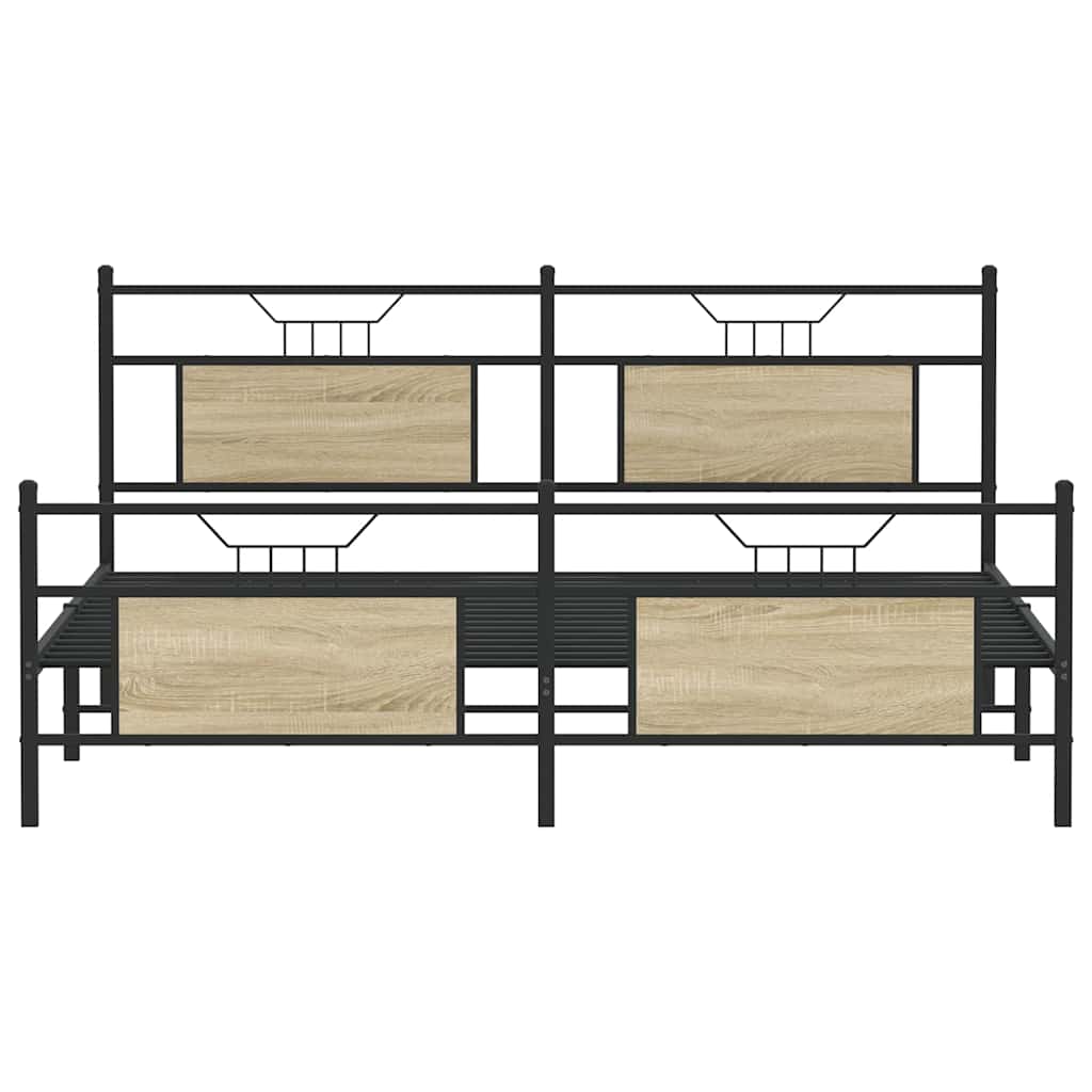 Metal Bed Frame without Mattress Sonoma Oak 183x213 cm