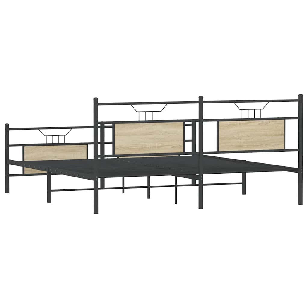 Metal Bed Frame without Mattress Sonoma Oak 183x213 cm