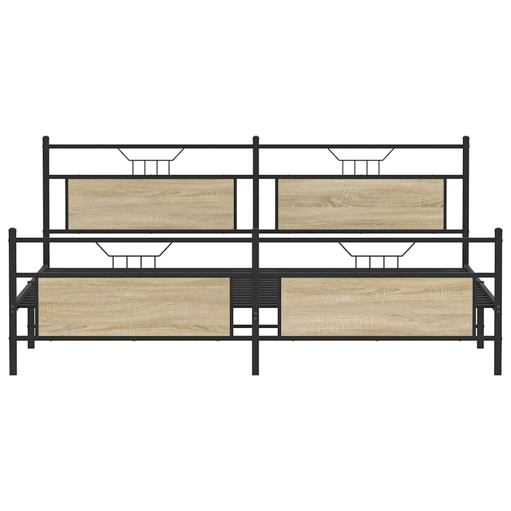 Metal Bed Frame without Mattress Sonoma Oak 193x201 cm