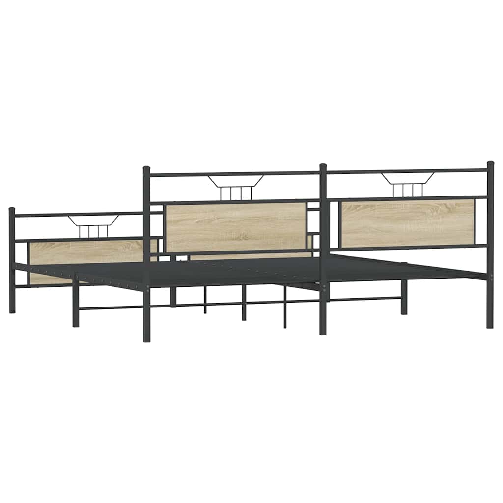 Metal Bed Frame without Mattress Sonoma Oak 193x201 cm