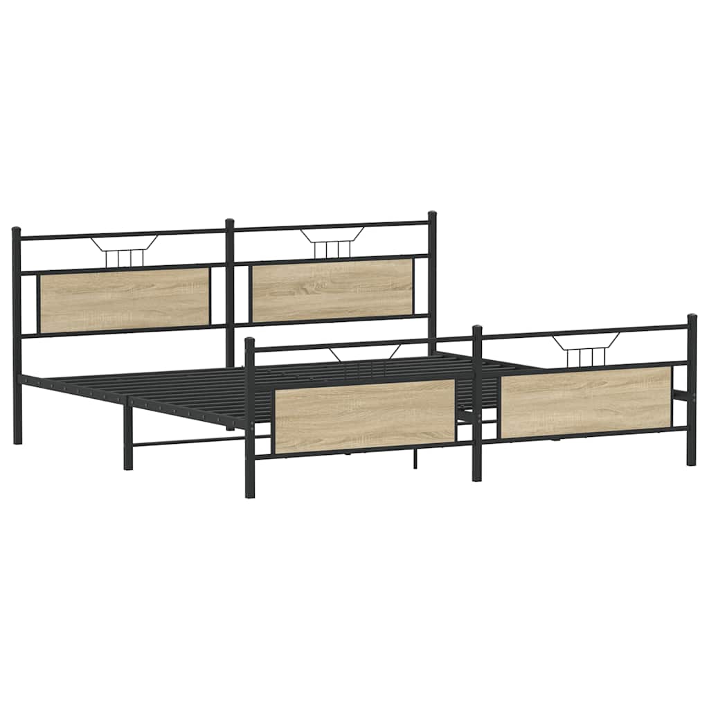 Metal Bed Frame without Mattress Sonoma Oak 200x200 cm
